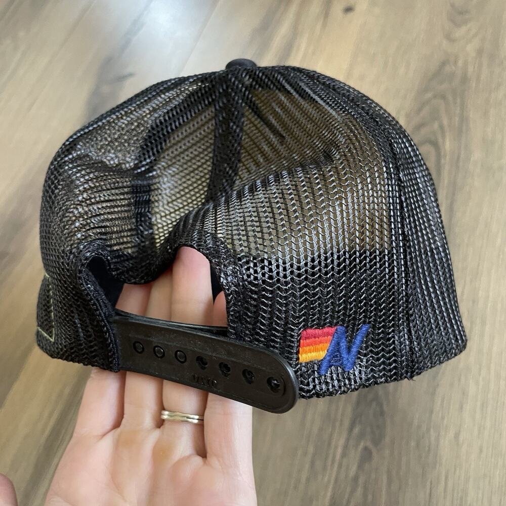 Aviator Nation Smiley Face Snapback Mesh Back Trucker Hat Black Yellow EUC - Picture 6 of 9